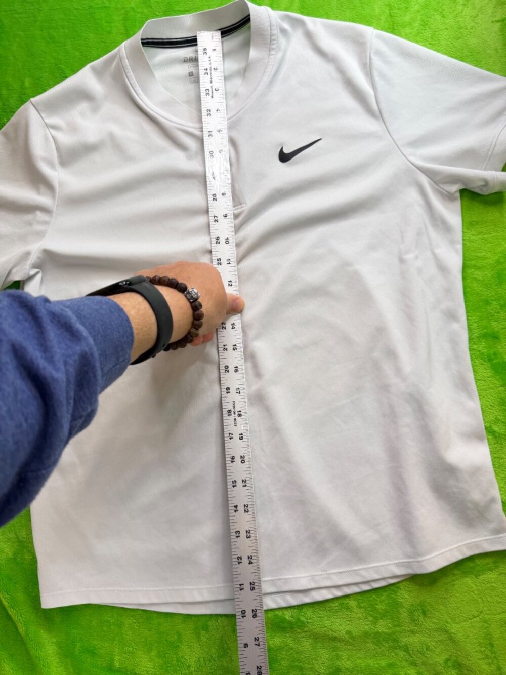 Nike Dri-FIT Court Tennis Polo Shirt Mens Sz L White Standard Fit Swoosh - Picture 4 of 7